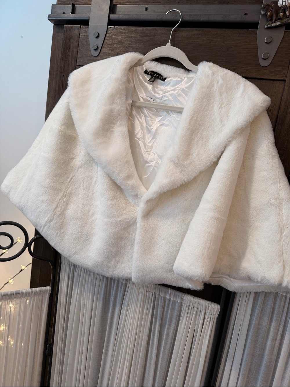Plush White Faux Fur Cape by — Elegant Evening Wrap